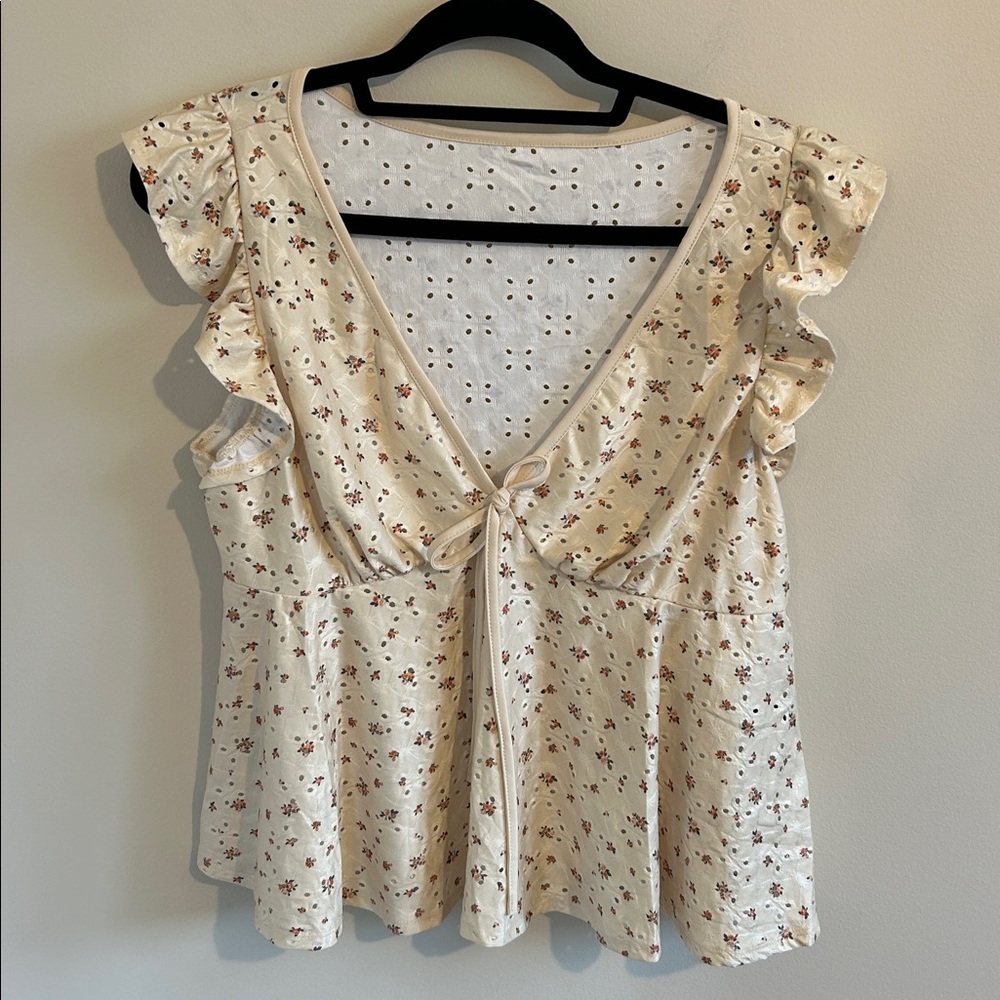 Floral Yellow Cream Women's Top - XL 12